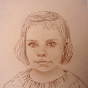 "Astrid Gustafsson"  11½" x 8½" (29,5 x 20,5cm) Brown crayon on mylar 2008